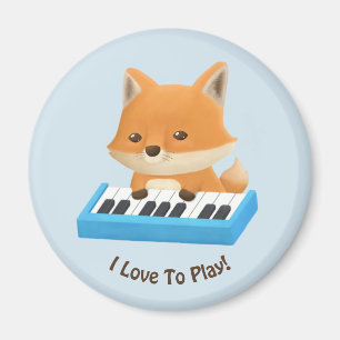 Imã Eu amo tocar Cute Fox no Piano Kids Magnet