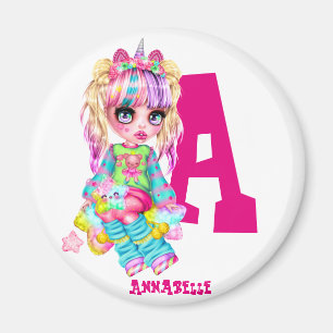 Imã Eu Amo Unicórnios Kawaii Chibi Girl Chamada Gift