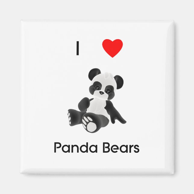 Imã Eu Amo Ursos de Panda (Frente)