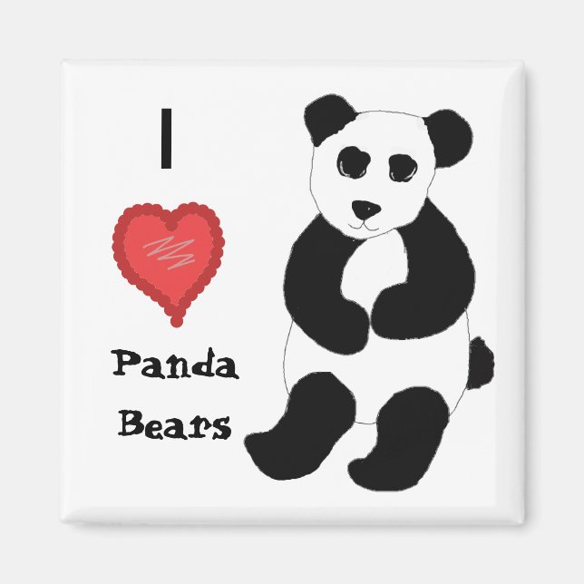 Imã Eu Amo Ursos Panda (Frente)