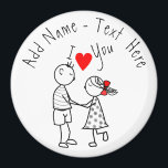 Imã Eu Amo Você - Casal Bonito - Texto Personalizado /<br><div class="desc">Amo-Te - Nome Personalizado / Texto - Presente Romântico de Amor - Escolha as tuas cores favoritas / Adicione O Nome Do TEU AMOR!</div>