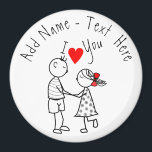 Imã Eu Amo Você - Casal Bonito - Texto Personalizado /<br><div class="desc">Amo-Te - Nome Personalizado / Texto - Presente Romântico de Amor - Escolha as tuas cores favoritas / Adicione O Nome Do TEU AMOR!</div>