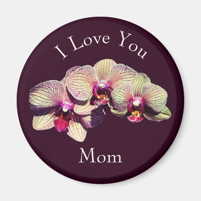 Imã Eu Amo Você Mãe Flores de Orquídea Chique (Frente)