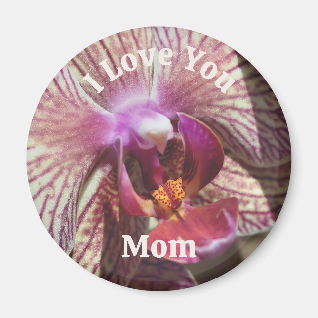 Imã Eu Amo Você Mãe Orquídea Flor De Perto  (Frente)