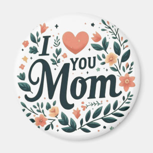Imã Eu Amo Você Mamãe - Coração de Coroa de Flores
