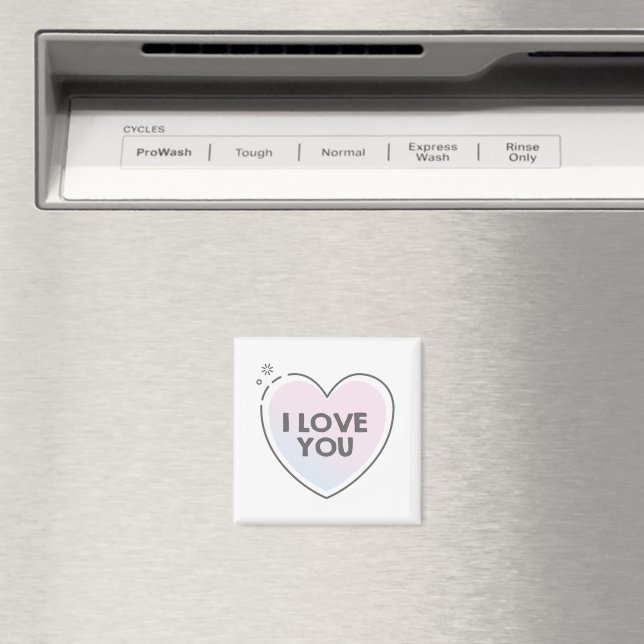 Imã Eu amo você texto em coração doce (In Situ (Dishwasher))