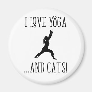 Imã Eu amo Yoga e Cats Black Letters