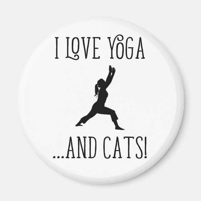 Imã Eu amo Yoga e Cats Black Letters (Frente)