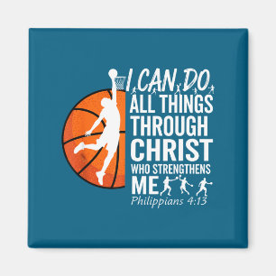 Imã Eu Camiseta Cristã Basquetebol Filipenses 4 13