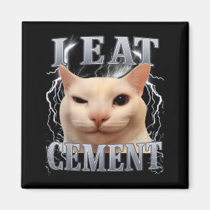 Imã Eu Como Cimento Silly Cat Meme Engraçado Homens Mu
