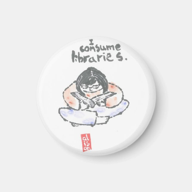 Imã "Eu consumo bibliotecas" (Frente)