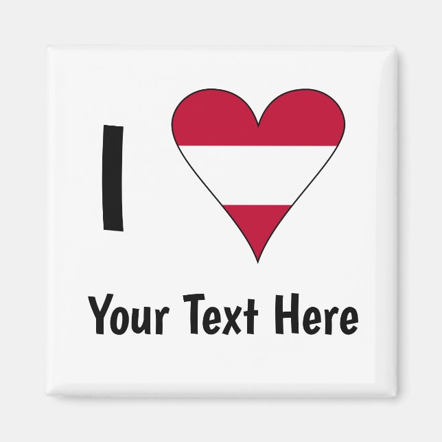 Imã Eu (Coração de Bandeira Austríaca Amor) Seu Texto (Frente)
