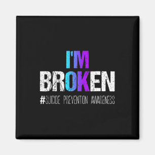Imã Eu estou quebrado Teal e Purple Ribbon Suicida Pre