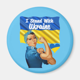 Imã Eu fico com a Ucrânia Vintage Rosie Flag Heart