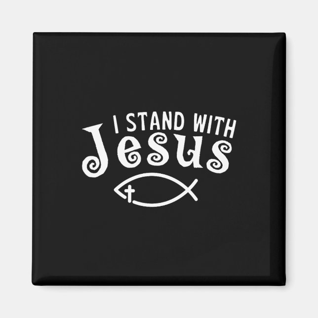 Imã Eu Fico Com Jesus Testemunho Cristão Fé Peixe (Frente)