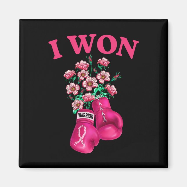 Imã Eu Ganhei Luvas De Boxim Sobrevivente Fita Rosa Ca (Frente)