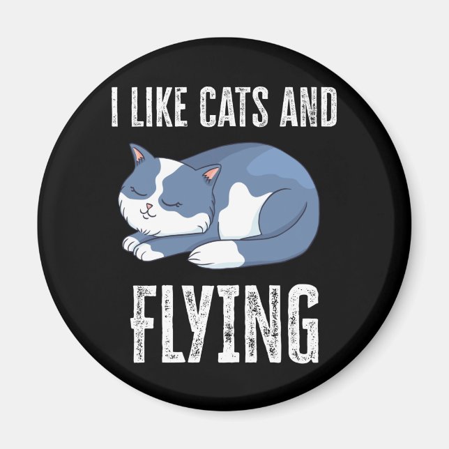 Imã Eu gosto de Gatos e Presente Voador (Frente)