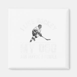 Imã Eu Gosto de Hockey Meu Cachorro E Talvez 3 Pessoas