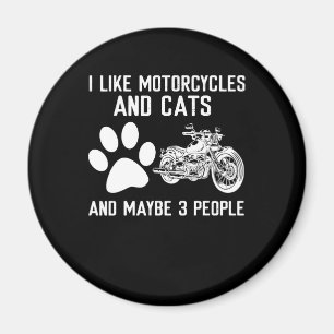 Imã Eu Gosto De Motociclos E Gatos De Arte Engraçada