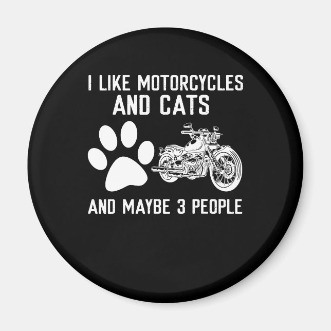 Imã Eu Gosto De Motociclos E Gatos De Arte Engraçada (Frente)
