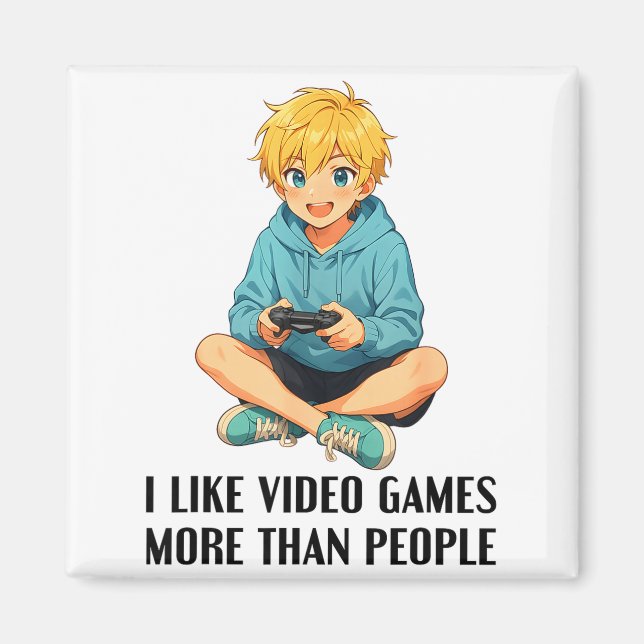 Imã Eu Gosto de Video Games Mais do que Pessoas Funny  (Frente)