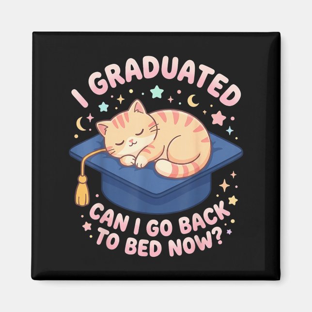 Imã Eu me Formei Posso Voltar para a Cama Fun Cat Grad (Frente)