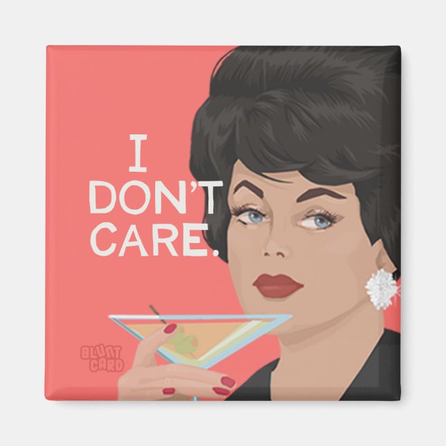 Imã Eu não me importo, ilustração original, vinheta en (Frente)