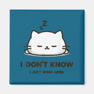 Imã Eu não sei eu trabalho aqui meme gato engraçado do