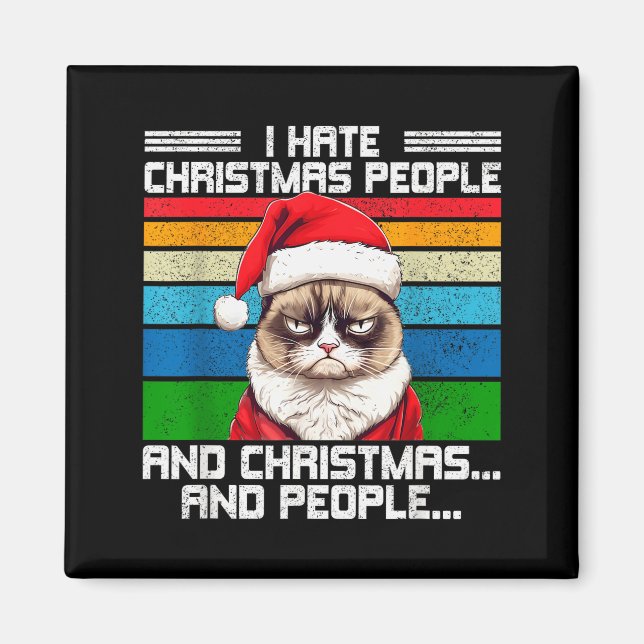 Imã Eu Odeio Chapéus de Férias de Natal Detratores Uni (Frente)