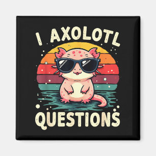 Imã Eu Perguntas Axolotl Fofo Engraçado Design Retro P
