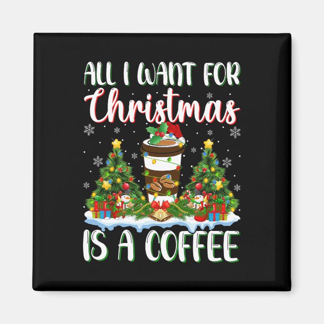 Imã Eu Quero O Natal É Um Café Xmas Tree Lights (Frente)