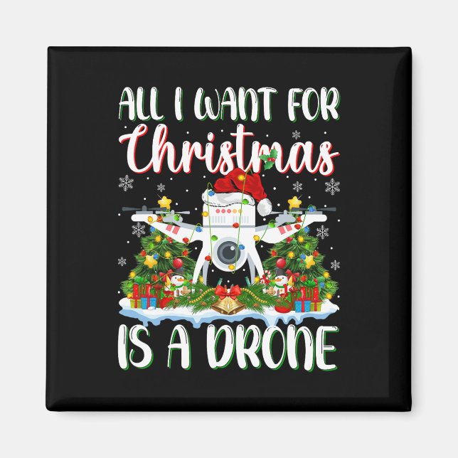Imã Eu Quero O Natal É Um Drone Xmas Tree Lights (Frente)