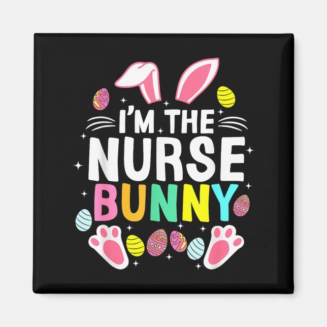 Imã Eu Sou a Enfermeira Bunny Dia Feliz de Páscoa Fofa (Frente)