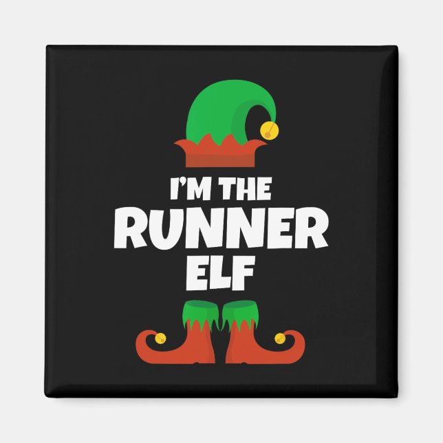 Imã Eu sou a família Runner Elf Pajama Natal Engraçado (Frente)