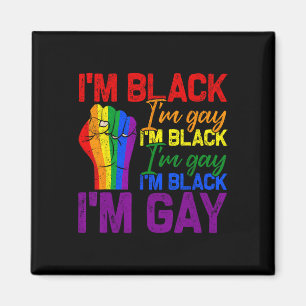 Imã Eu sou Black Im Power Fist Lgbtq Pride Black Hist