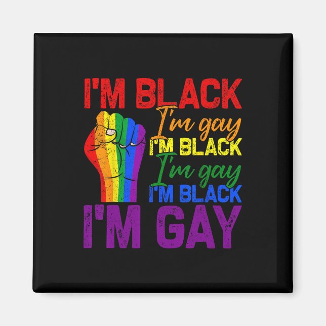 Imã Eu sou Black Im Power Fist Lgbtq Pride Black Hist (Frente)