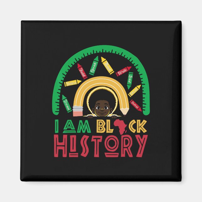 Imã Eu Sou História Negra Crianças Meninos Mês da Hist (Frente)