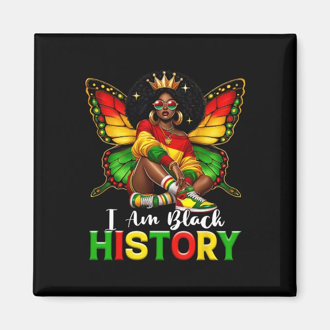 Imã Eu Sou Mês da História Negra Borboleta Afro-Americ (Frente)