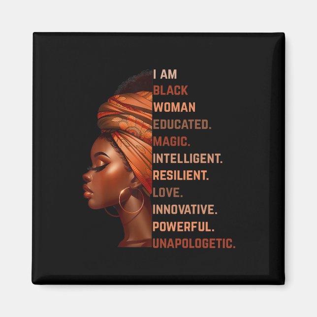 Imã Eu Sou Mulher Negra Educada Mágica Inteligente Mel (Frente)