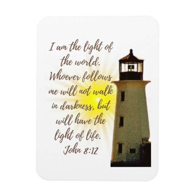 Ímã Eu sou o Light John 8:12 com casa leve (Vertical)