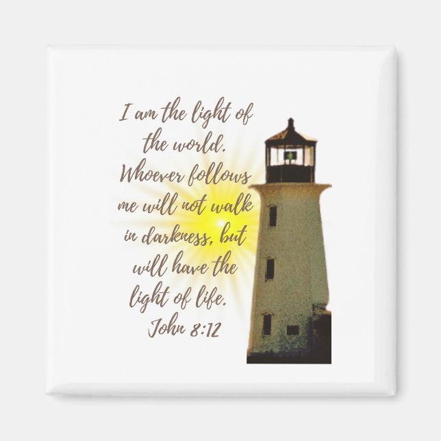 Imã Eu sou o Light John 8:12 com Light House (Frente)