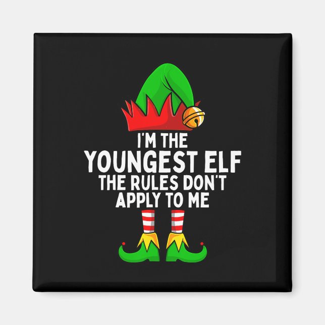 Imã Eu sou o mais jovem Elf Matching Family Christmas (Frente)