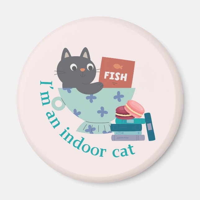 Imã Eu sou um gato interior engraçado (Frente)