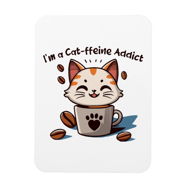 Ímã Eu sou um viciado em Cat-feína (Vertical)