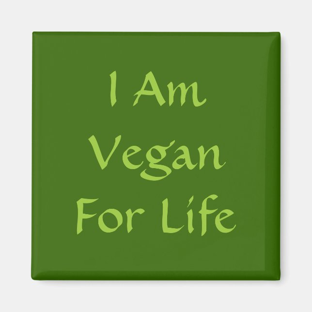 Imã Eu Sou Vegan Para A Vida. Verde. Slogan. Personali (Frente)