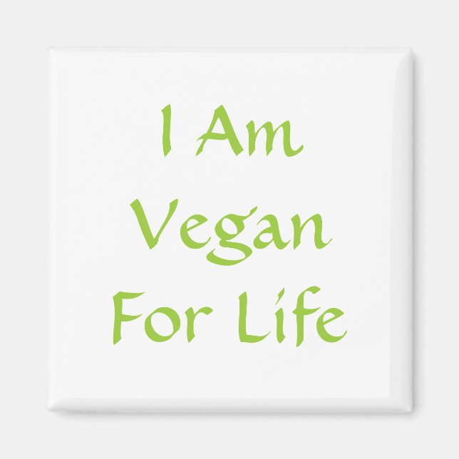 Imã Eu Sou Vegan Para A Vida. Verde. Slogan. Personali (Frente)