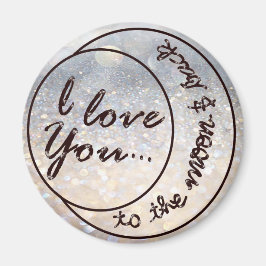 Imã Eu te amo à lua & à parte traseira