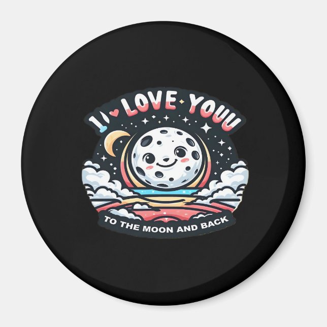 Imã Eu Te Amo Até a Lua e de Volta Design Sentimental (Frente)