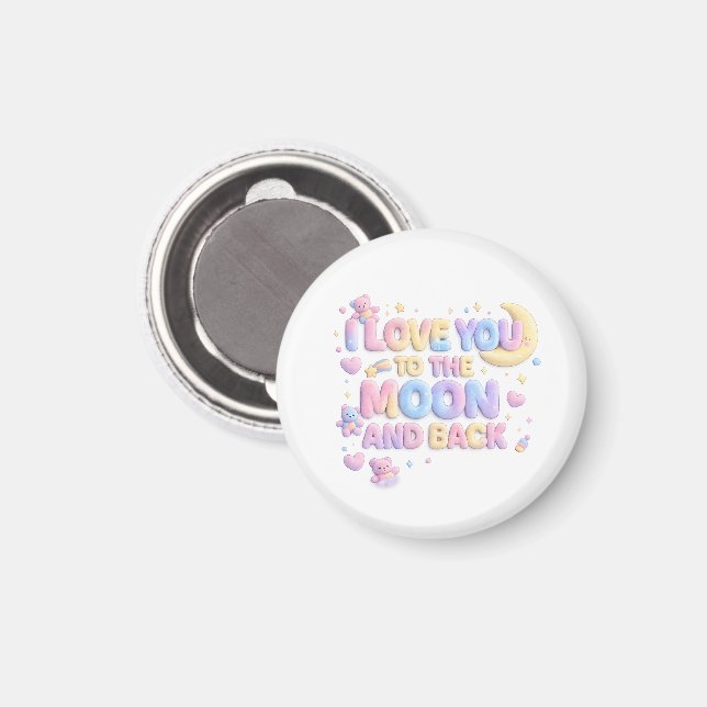 Imã Eu Te Amo Até a Lua e de Volta – Ursinho Fofo Past (Front/Back)