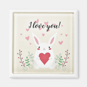 Imã Eu Te Amo Bela Coelhinha Romântica Magnet